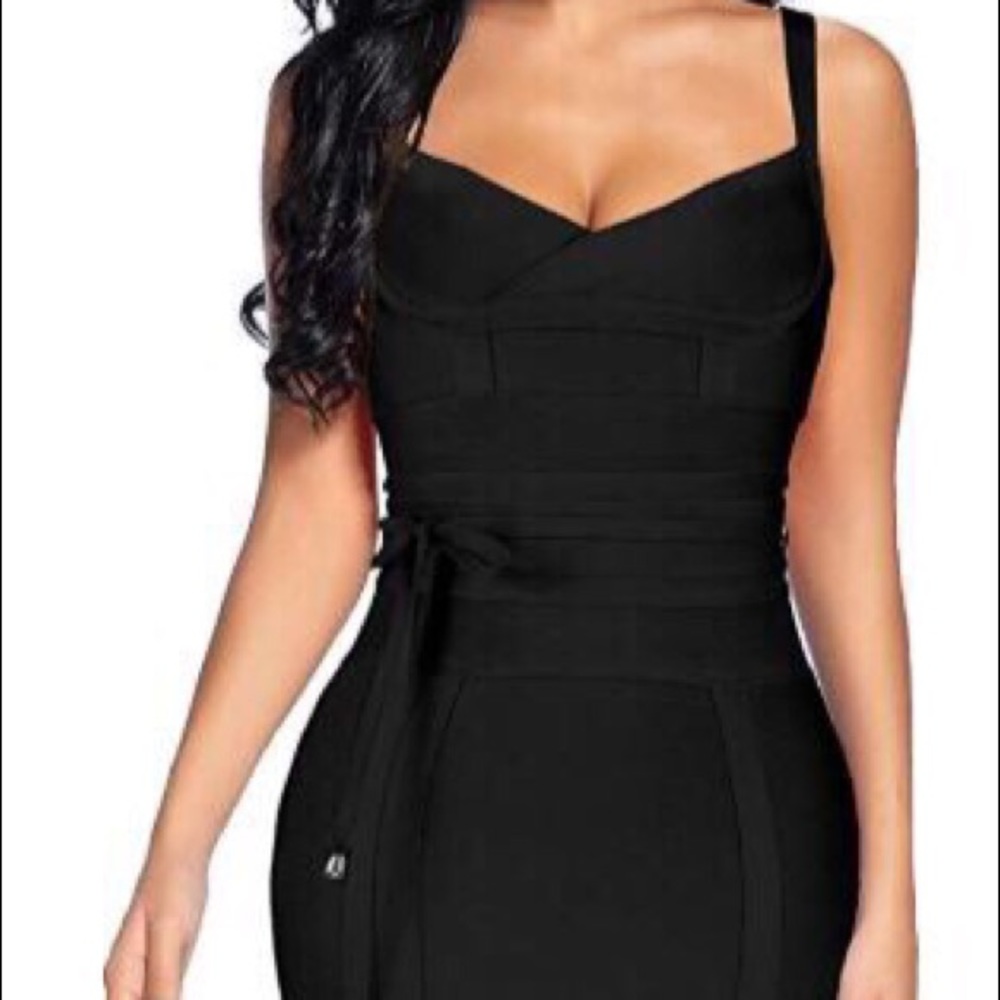 Bandage bodycon black dress